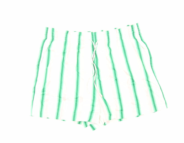 Marks and Spencer Womens White Striped Viscose Bermuda Shorts Size 22 Regular Drawstring