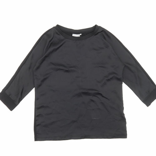 fransa Womens Black Polyester Basic Blouse Size XS Round Neck