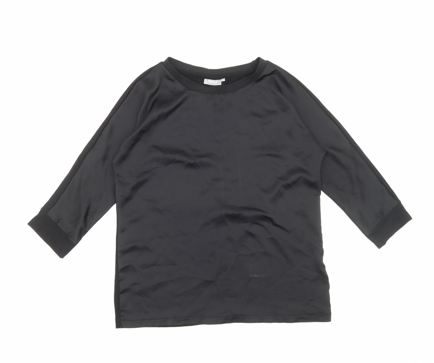 fransa Womens Black Polyester Basic Blouse Size XS Round Neck