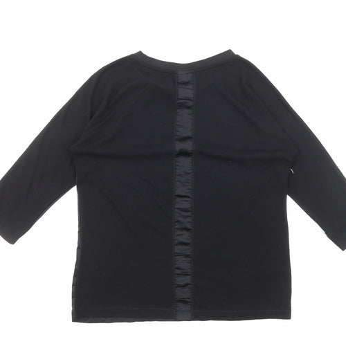 fransa Womens Black Polyester Basic Blouse Size XS Round Neck