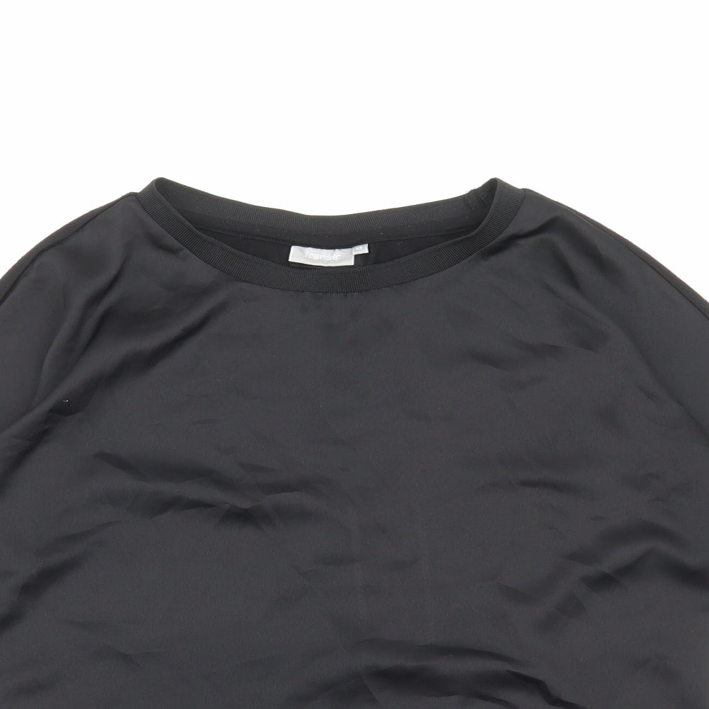 fransa Womens Black Polyester Basic Blouse Size XS Round Neck