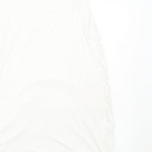 Per Una Womens White Geometric Polyester Basic Tank Size M Round Neck