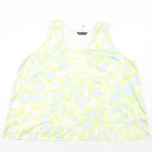 Marks and Spencer Womens Multicoloured Geometric Polyester Basic Tank Size 24 Round Neck