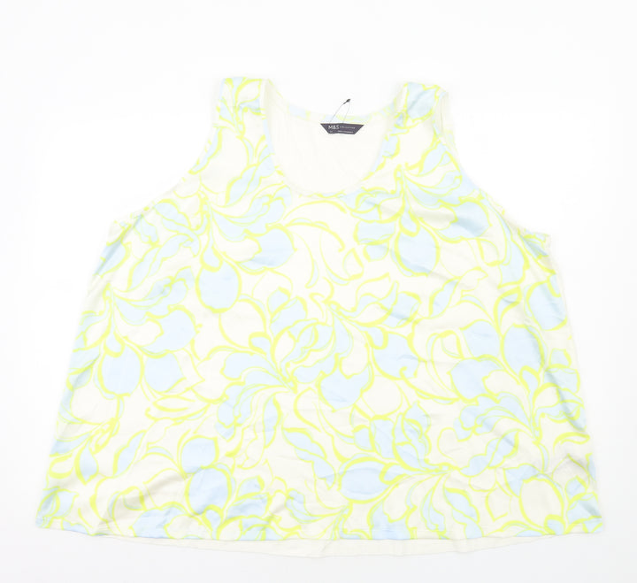 Marks and Spencer Womens Multicoloured Geometric Polyester Basic Tank Size 24 Round Neck