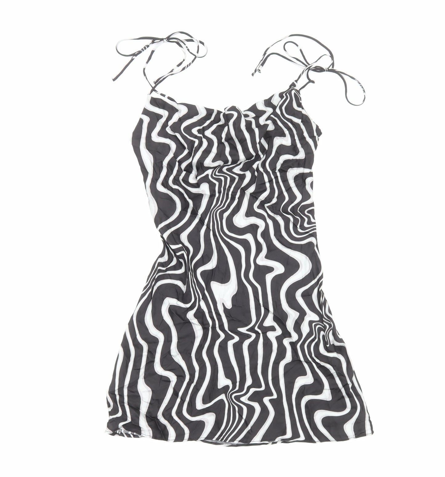 Zara Womens Black Animal Print Polyester Mini Size XS Cowl Neck Pullover - Zebra Print