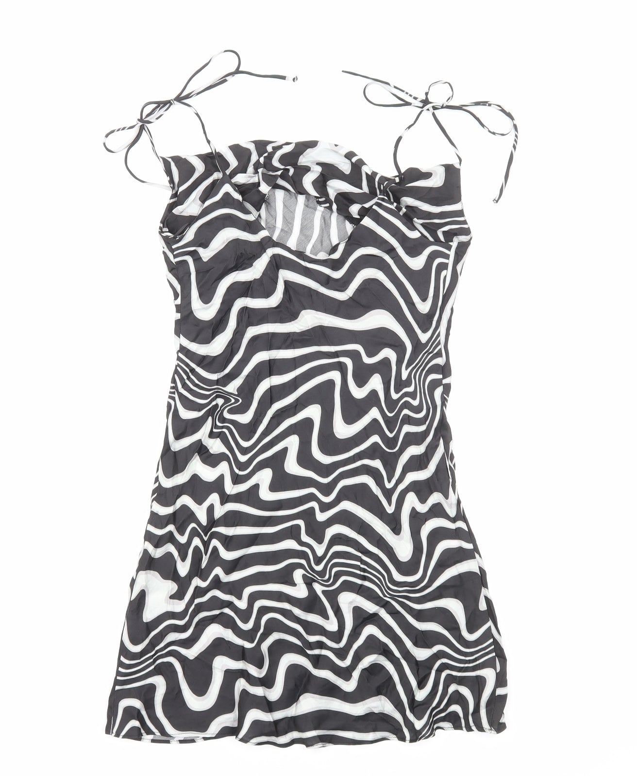 Zara Womens Black Animal Print Polyester Mini Size XS Cowl Neck Pullover - Zebra Print