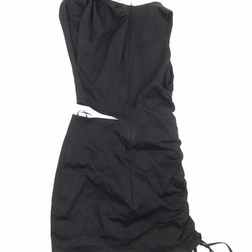 Zara Womens Black Cotton Mini Size S Boat Neck Zip