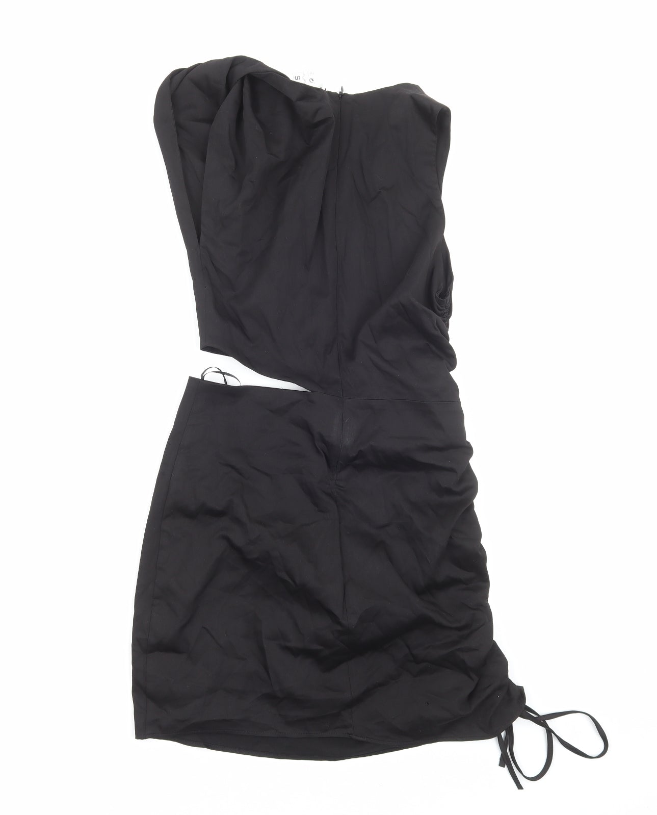 Zara Womens Black Cotton Mini Size S Boat Neck Zip