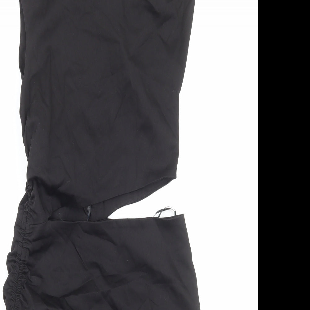 Zara Womens Black Cotton Mini Size S Boat Neck Zip