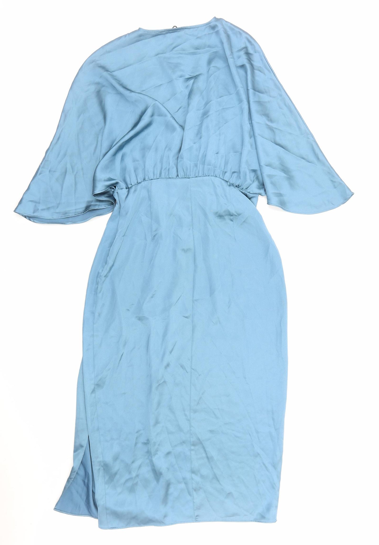 Zara Womens Blue Polyester Sheath Size M V-Neck Zip