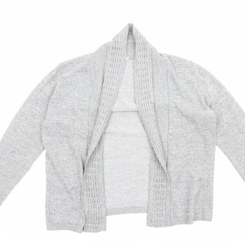 Envy Us Womens Grey V-Neck Geometric Acrylic Cardigan Jumper Size M