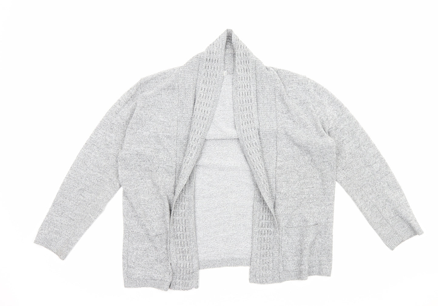 Envy Us Womens Grey V-Neck Geometric Acrylic Cardigan Jumper Size M