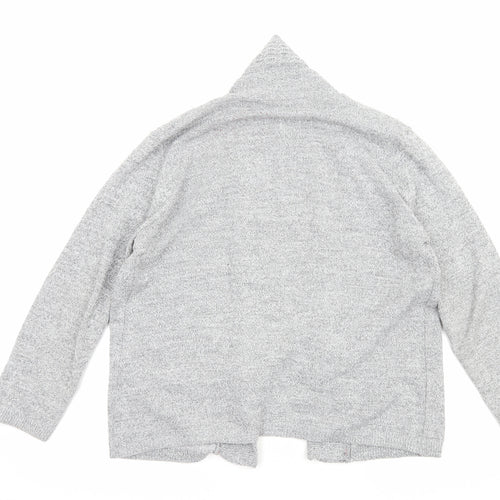 Envy Us Womens Grey V-Neck Geometric Acrylic Cardigan Jumper Size M