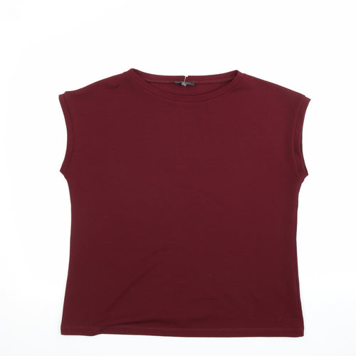Pied A Terre Womens Red Polyester Basic T-Shirt Size 14 Round Neck