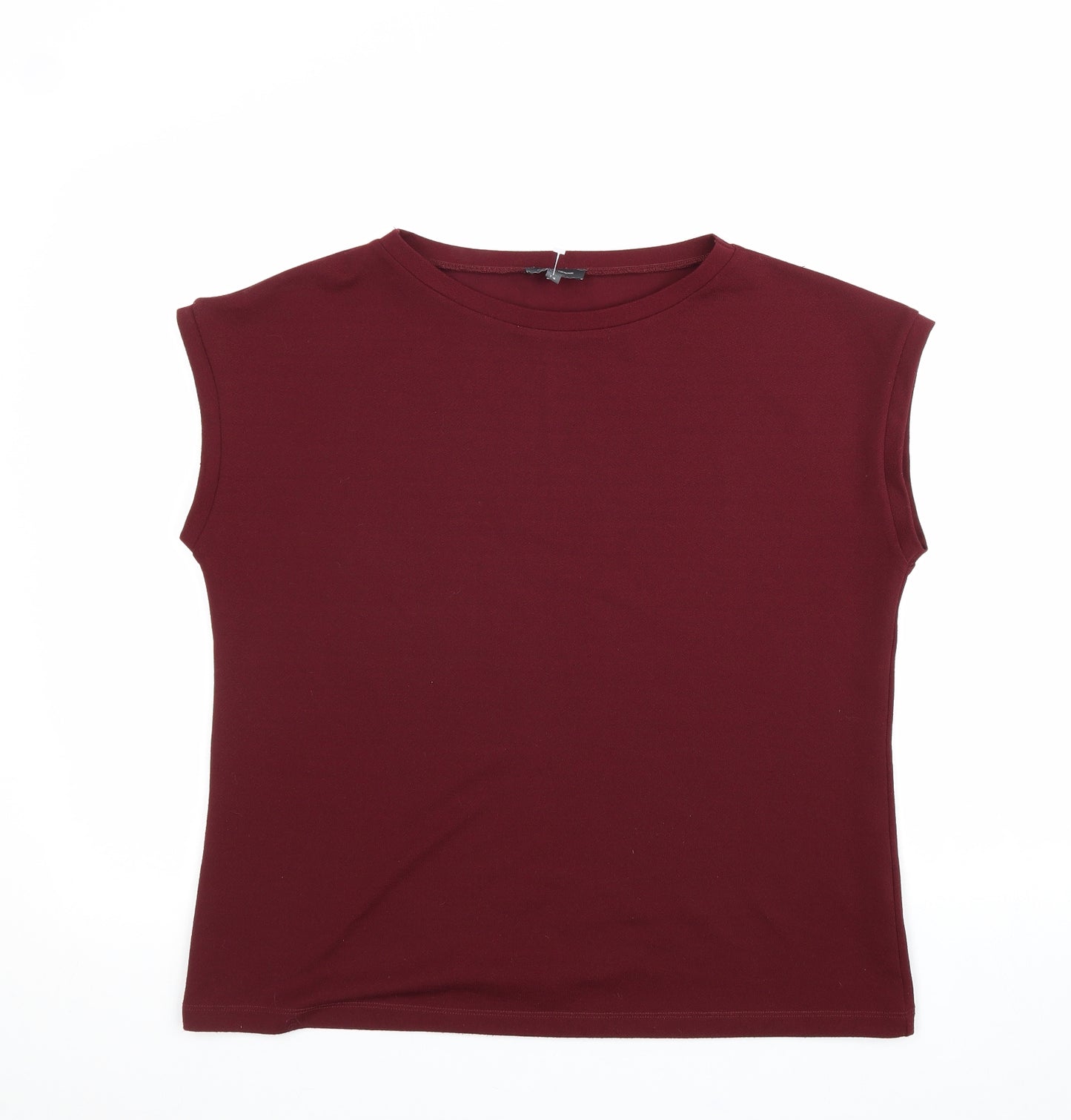 Pied A Terre Womens Red Polyester Basic T-Shirt Size 14 Round Neck