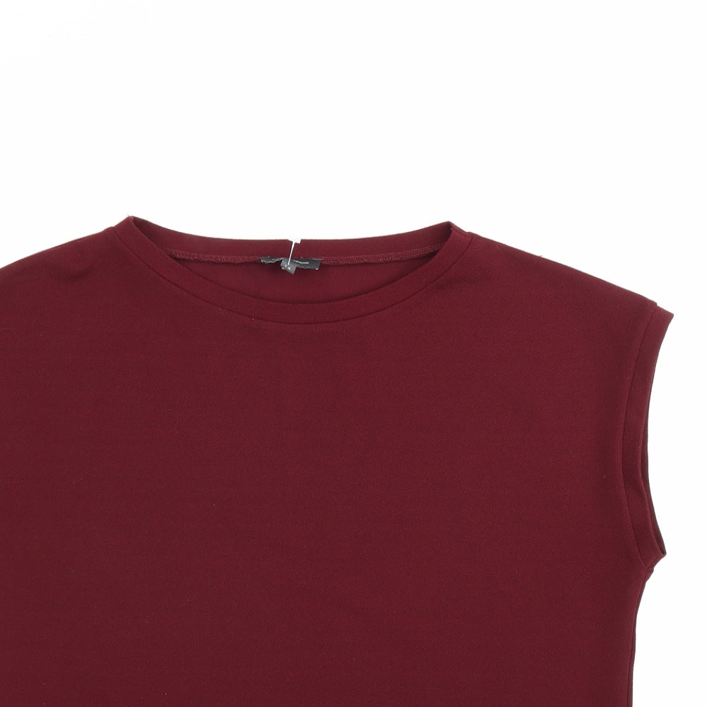 Pied A Terre Womens Red Polyester Basic T-Shirt Size 14 Round Neck