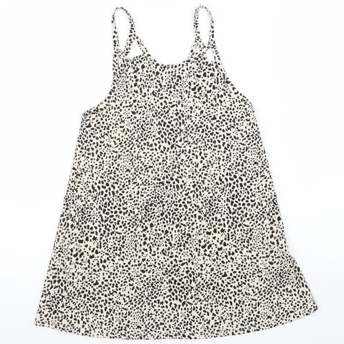 Zara Womens Beige Animal Print Polyester Camisole Tank Size 8 Scoop Neck