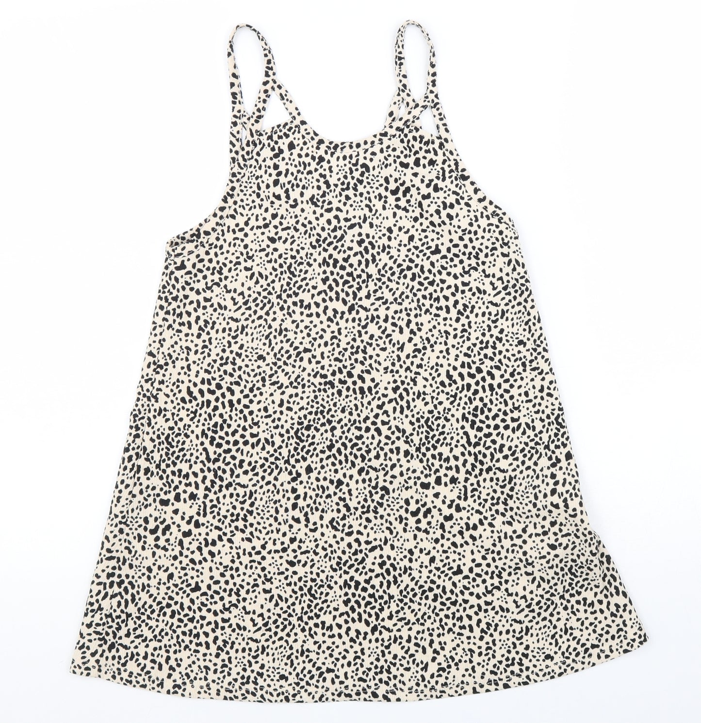Zara Womens Beige Animal Print Polyester Camisole Tank Size 8 Scoop Neck