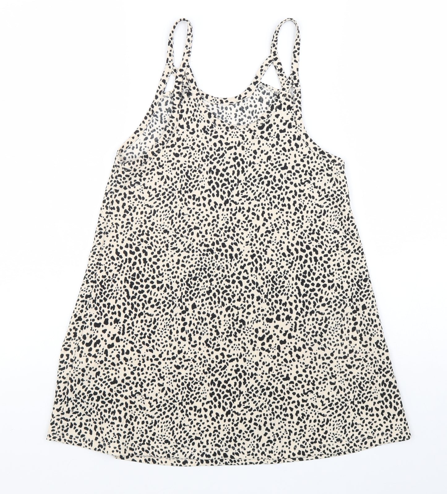Zara Womens Beige Animal Print Polyester Camisole Tank Size 8 Scoop Neck