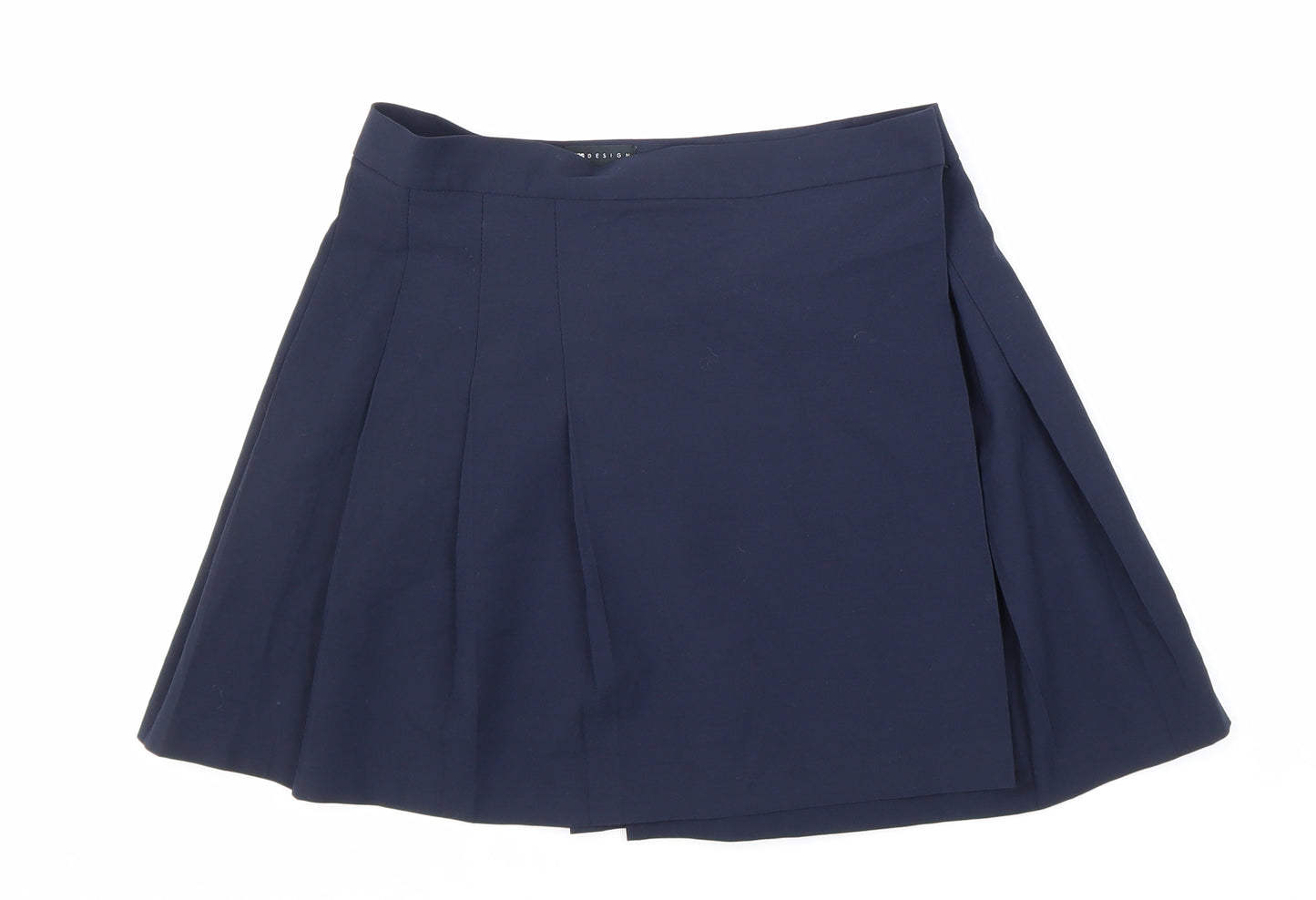 ASOS Womens Blue Polyester Pleated Skirt Size 12 Hook & Eye