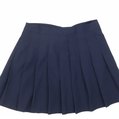 ASOS Womens Blue Polyester Pleated Skirt Size 12 Hook & Eye