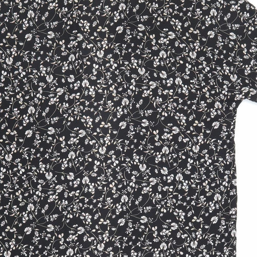 Divided Womens Black Floral Polyester Kimono Blouse Size XS V-Neck