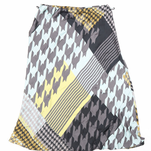 Divided Womens Multicoloured Geometric Polyester Swing Skirt Size 12 Hook & Loop