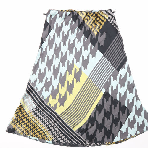 Divided Womens Multicoloured Geometric Polyester Swing Skirt Size 12 Hook & Loop