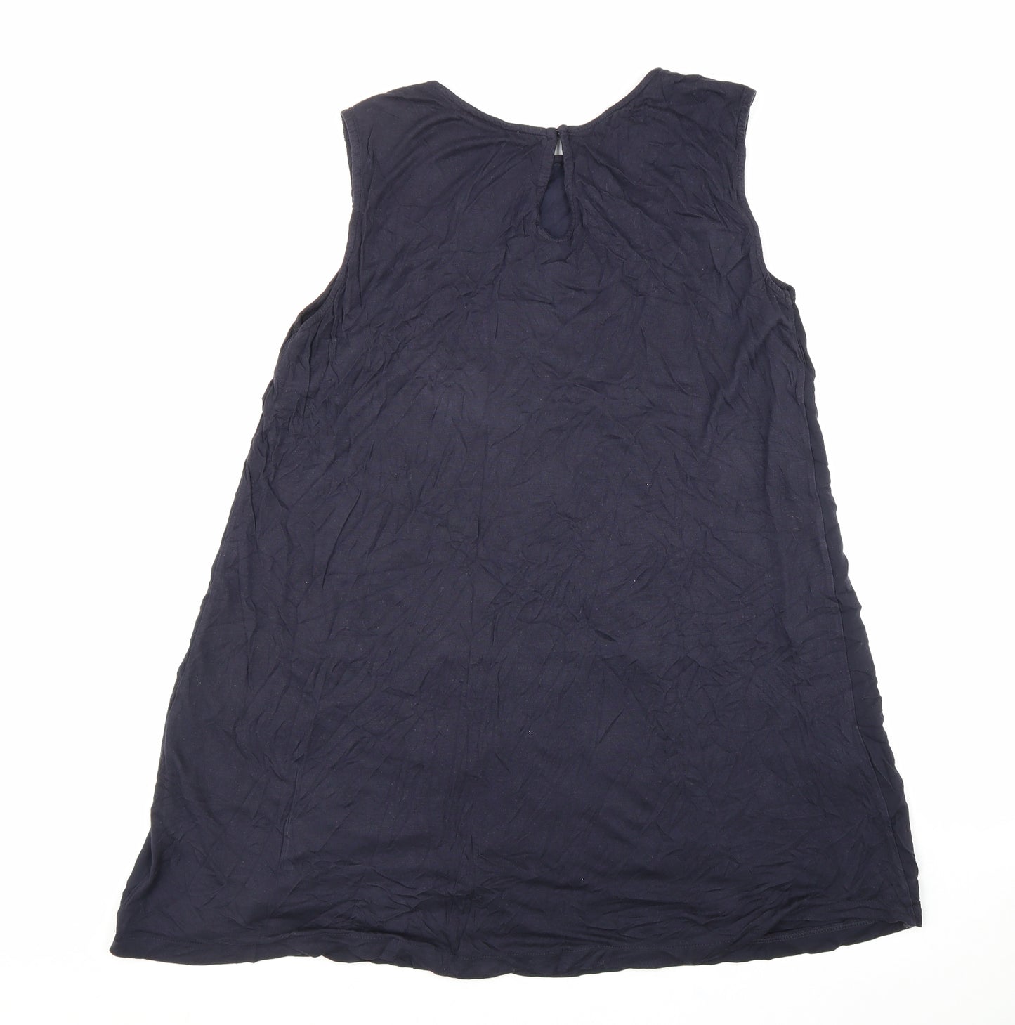 Mango Womens Blue Viscose A-Line Size L Boat Neck Button