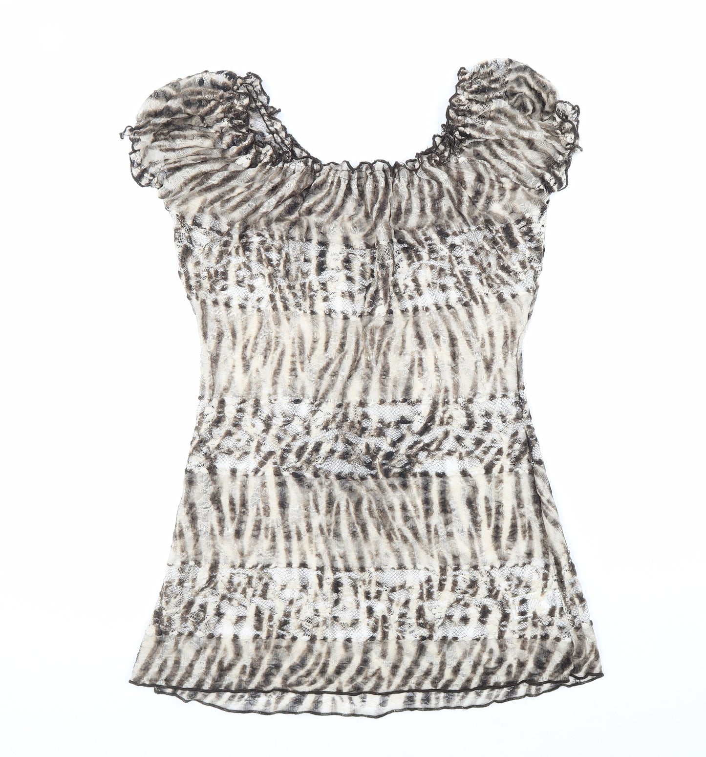 Per Una Womens Brown Animal Print Polyester Basic Blouse Size 12 Scoop Neck - Tiger Print