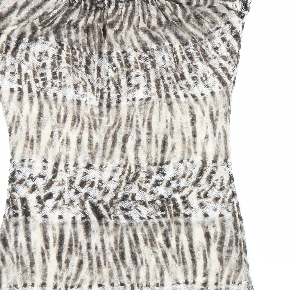 Per Una Womens Brown Animal Print Polyester Basic Blouse Size 12 Scoop Neck - Tiger Print