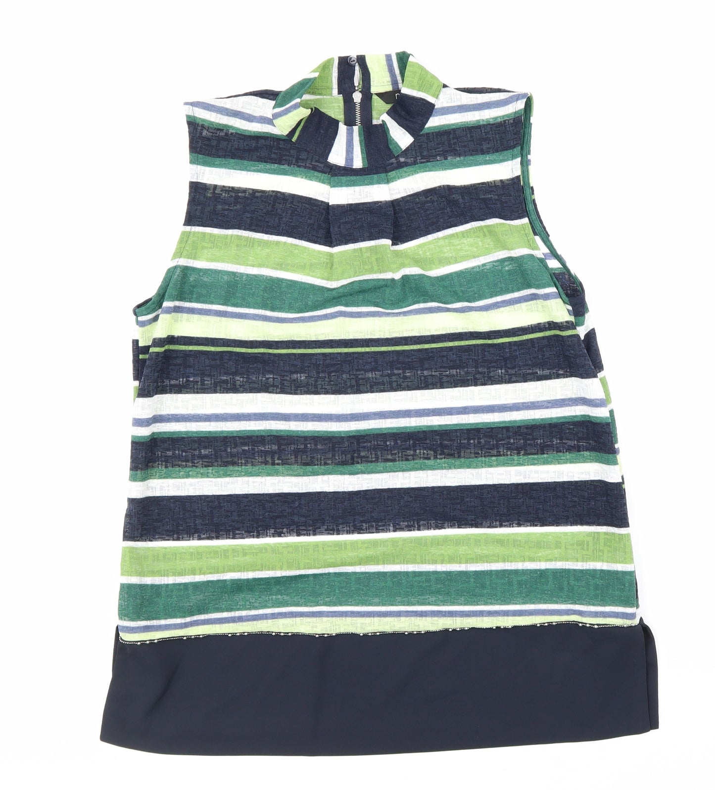 NEXT Womens Multicoloured Striped Polyester Basic Tank Size 12 Mock Neck