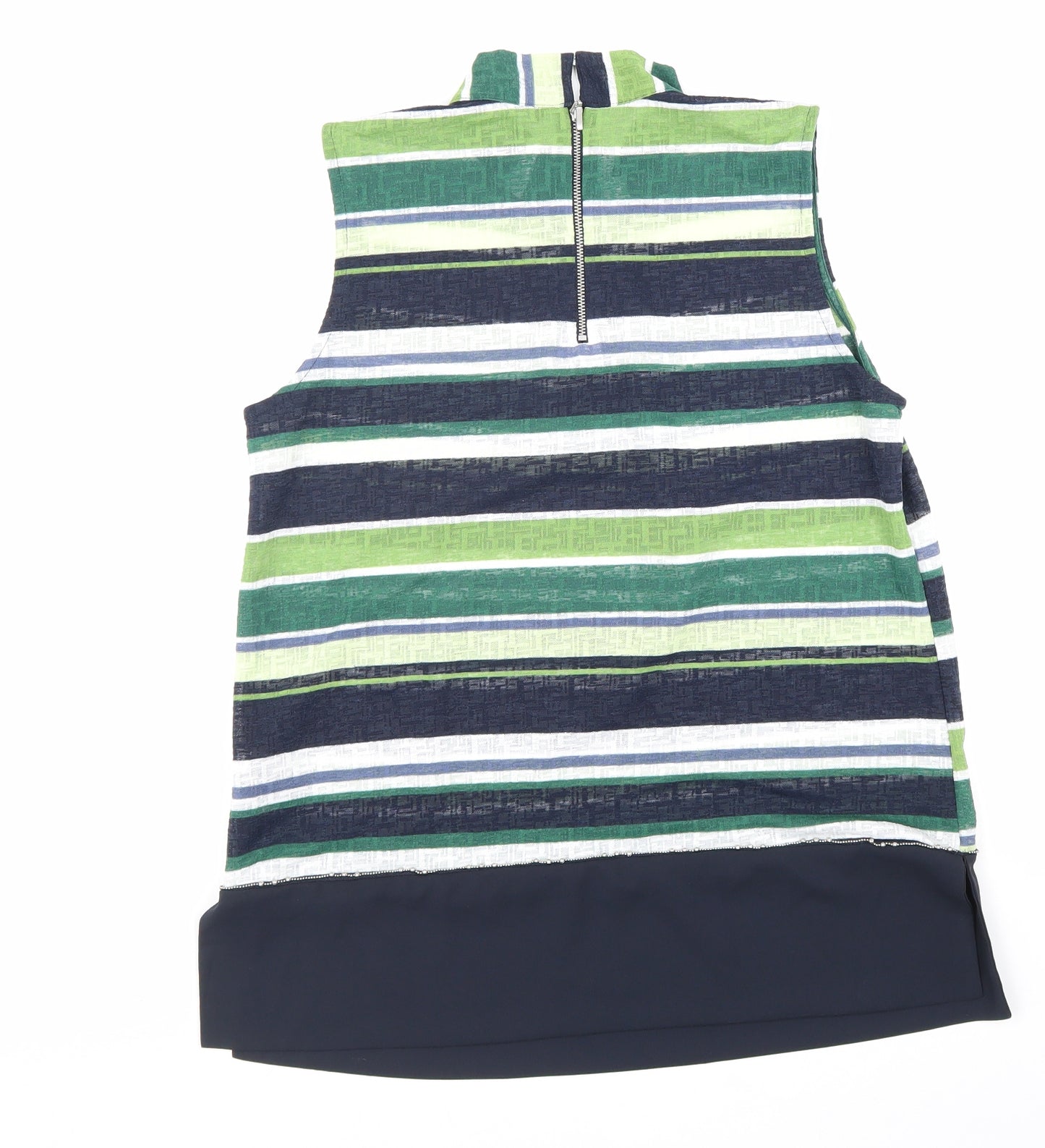 NEXT Womens Multicoloured Striped Polyester Basic Tank Size 12 Mock Neck