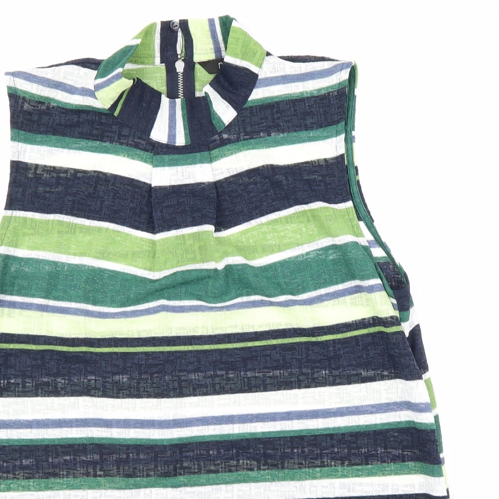 NEXT Womens Multicoloured Striped Polyester Basic Tank Size 12 Mock Neck