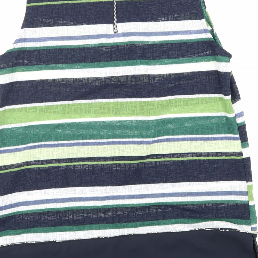 NEXT Womens Multicoloured Striped Polyester Basic Tank Size 12 Mock Neck
