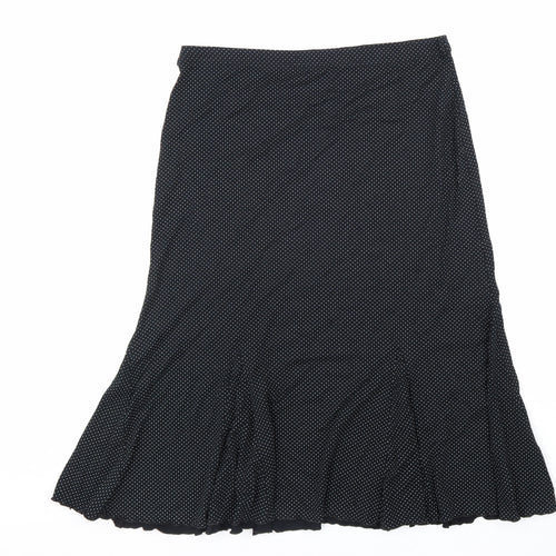 Ann Marrie Womens Black Polka Dot Viscose A-Line Skirt Size 14 Hook & Loop