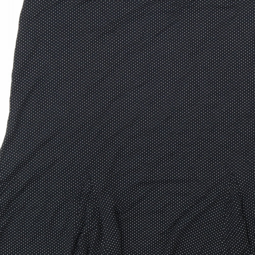 Ann Marrie Womens Black Polka Dot Viscose A-Line Skirt Size 14 Hook & Loop
