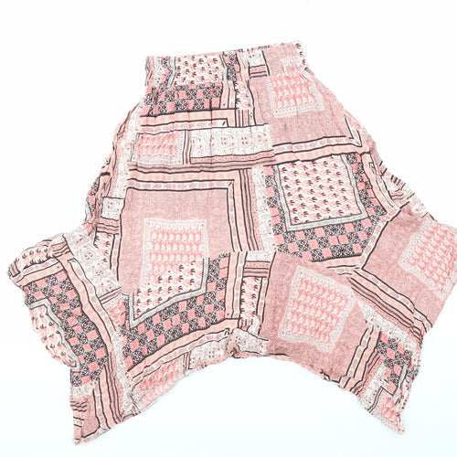 Atmosphere Womens Pink Geometric Viscose A-Line Skirt Size 8 Hook & Loop