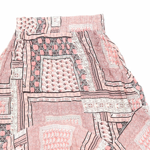 Atmosphere Womens Pink Geometric Viscose A-Line Skirt Size 8 Hook & Loop