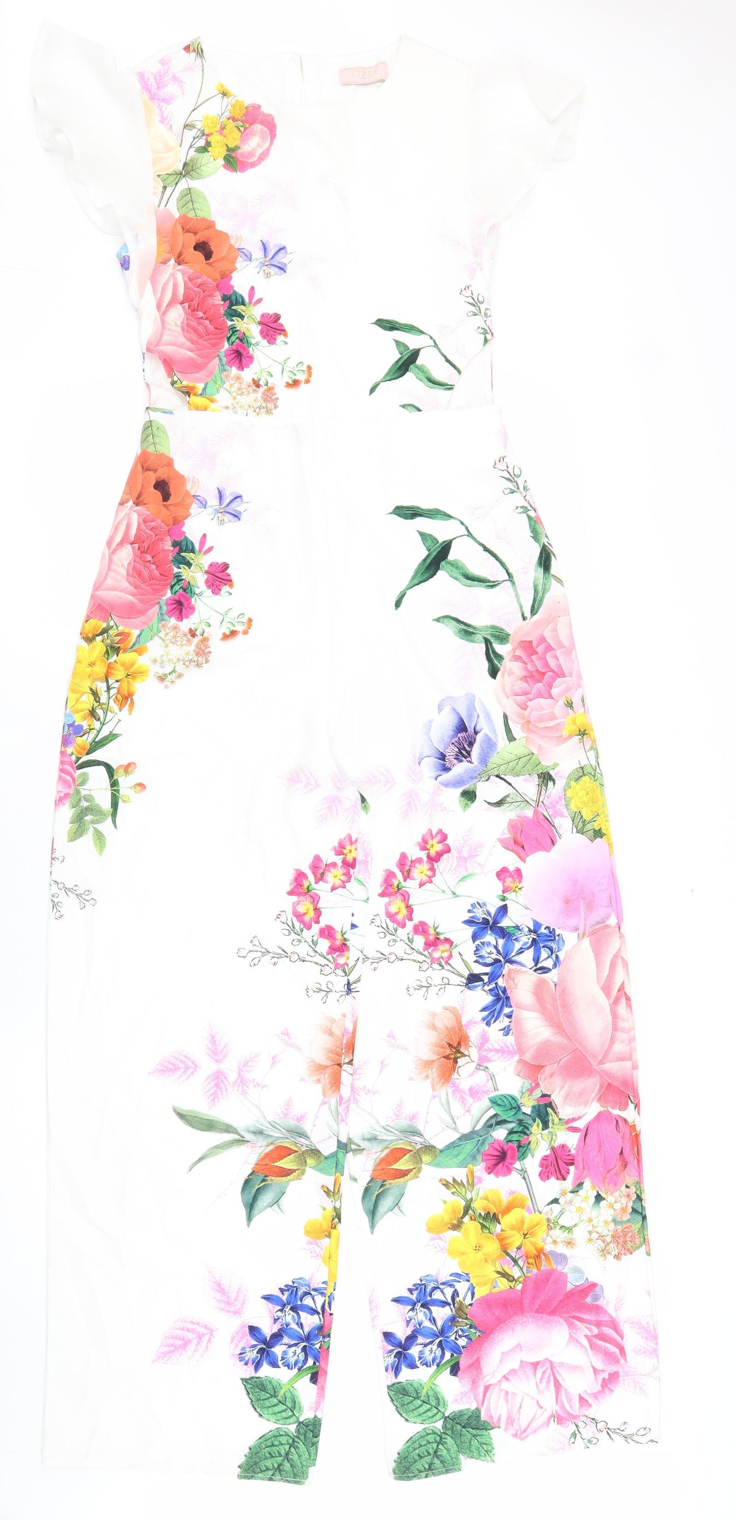 Lipsy Girls White Floral Polyester Jumpsuit One-Piece Size 12 Years Zip