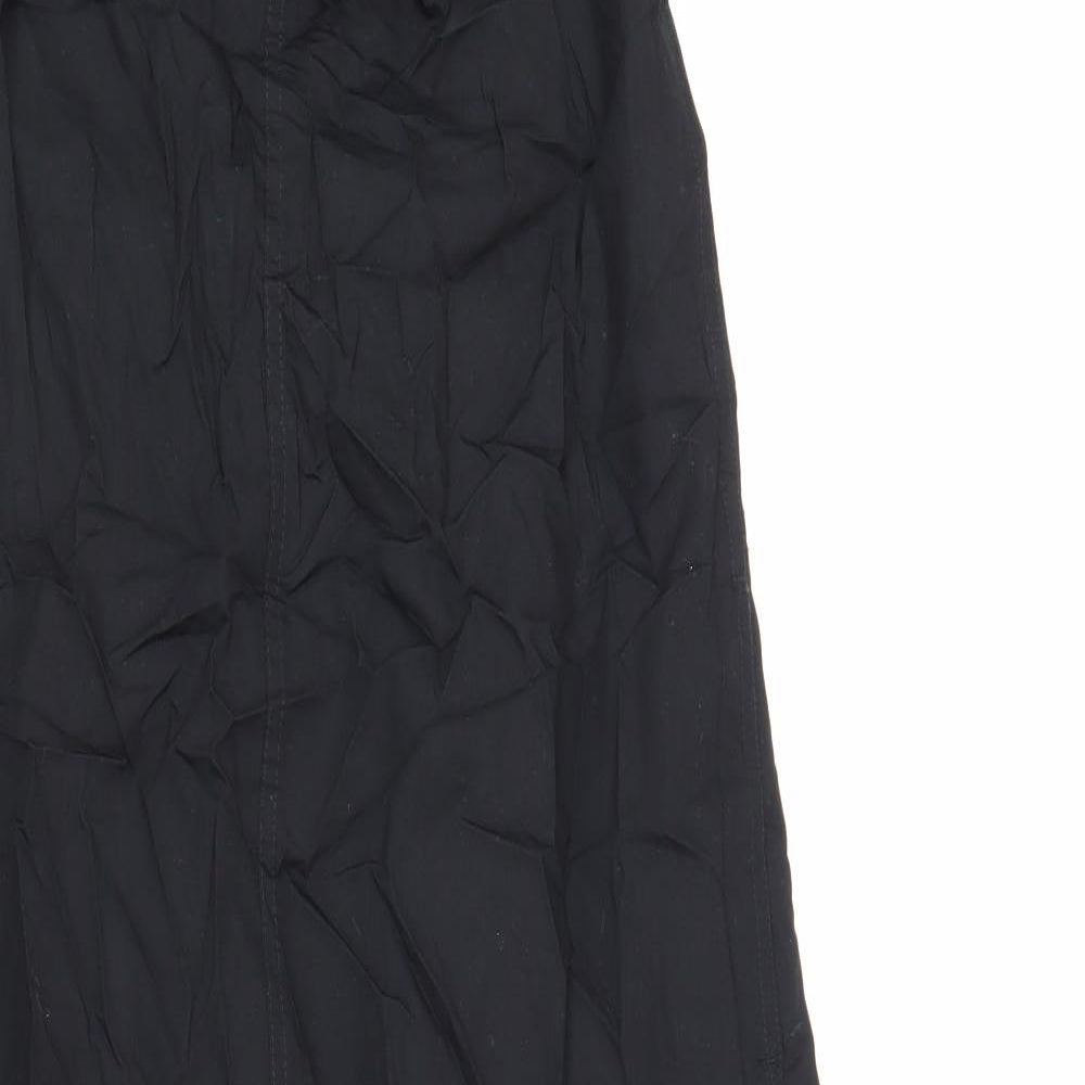 Zara Womens Black 100% Cotton Slip Dress Size M Round Neck Drawstring