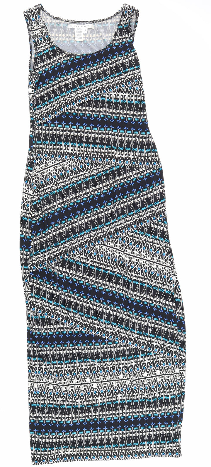 Max Studio Womens Multicoloured Geometric Polyester Tank Dress Size S Scoop Neck Pullover