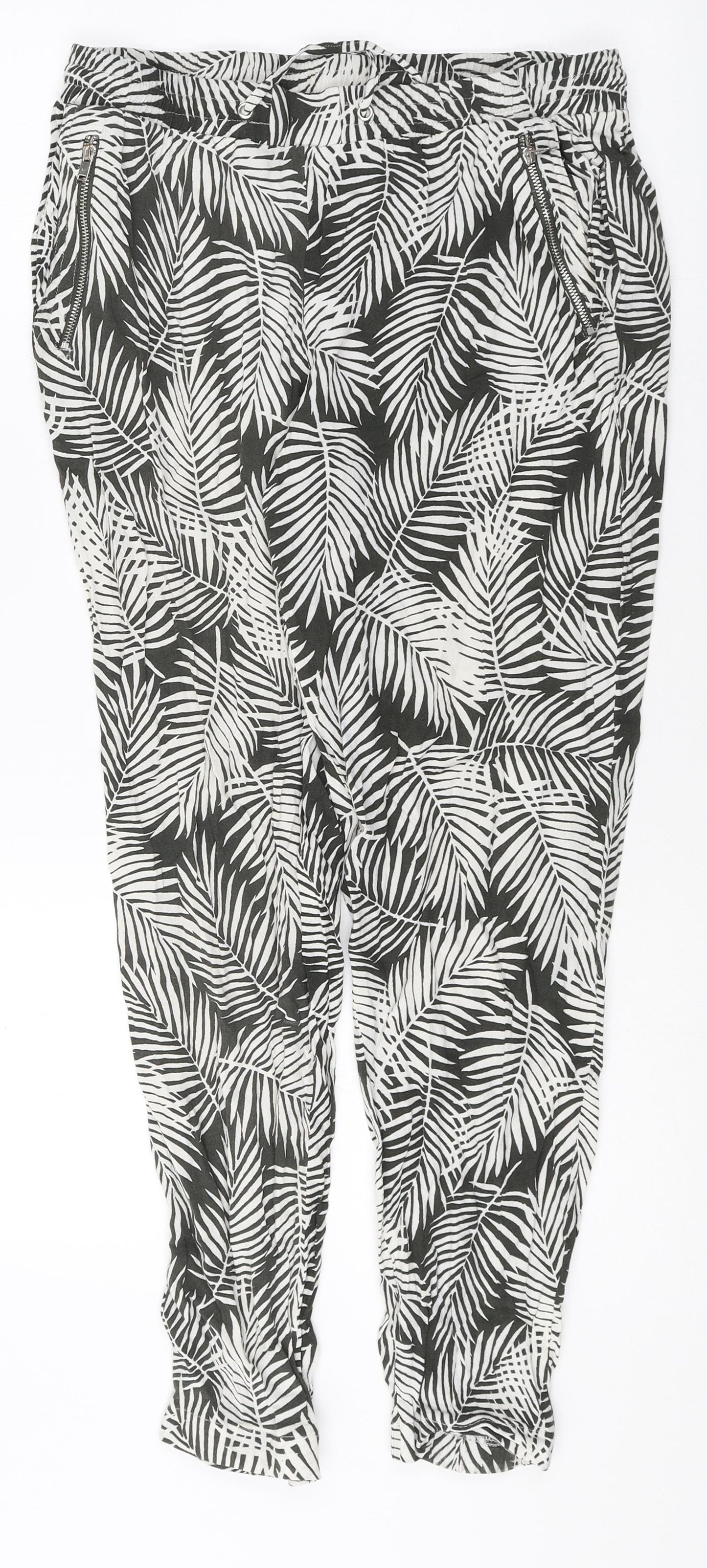 New Look Womens Multicoloured Floral Viscose Harem Trousers Size 12 Regular Drawstring