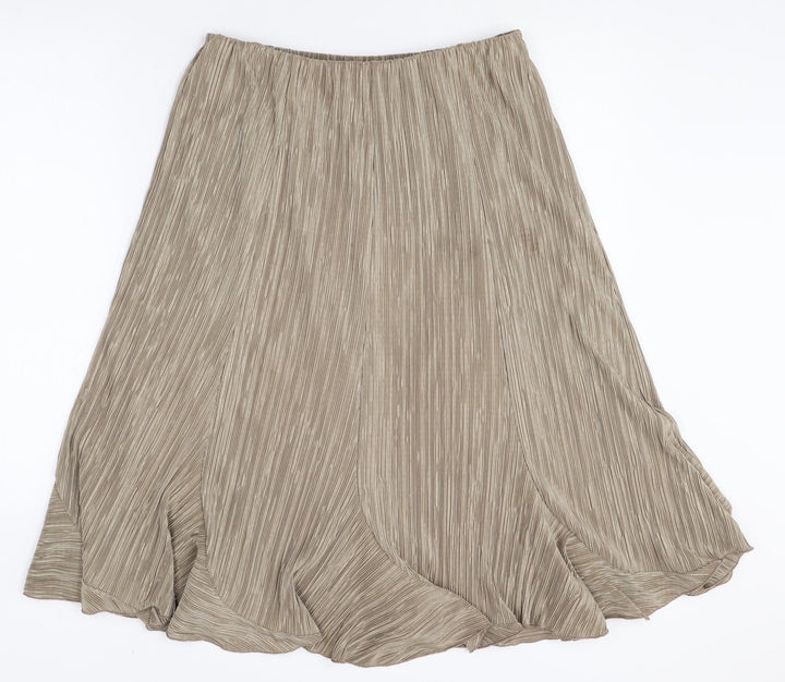 Forever Womens Brown Striped Polyester A-Line Skirt Size L