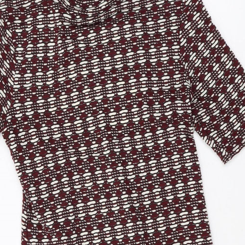 Preworn Womens Multicoloured Geometric Polyester Shift Size 10 Mock Neck Pullover