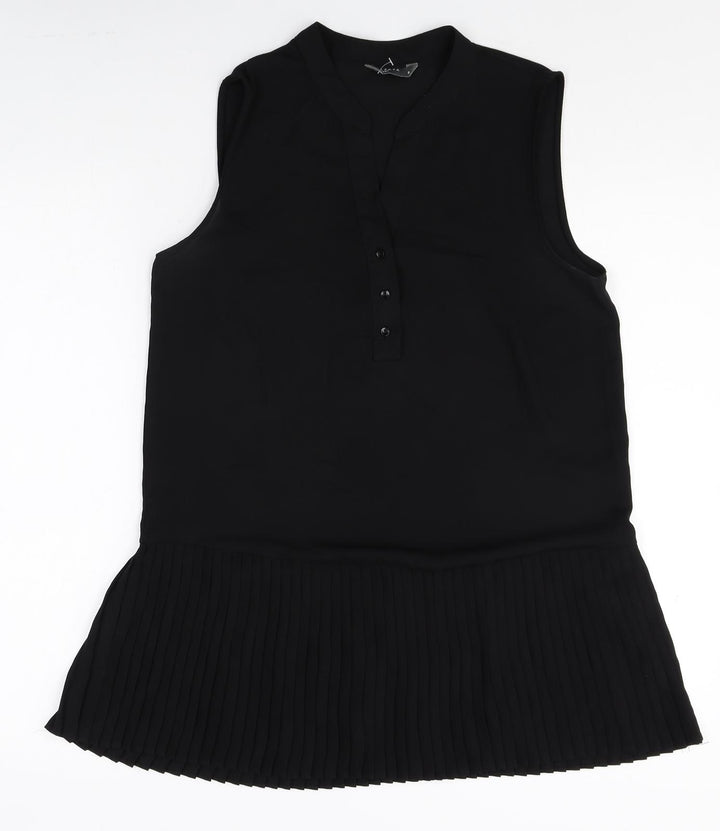 Papaya Womens Black Polyester Shift Size 8 V-Neck Button