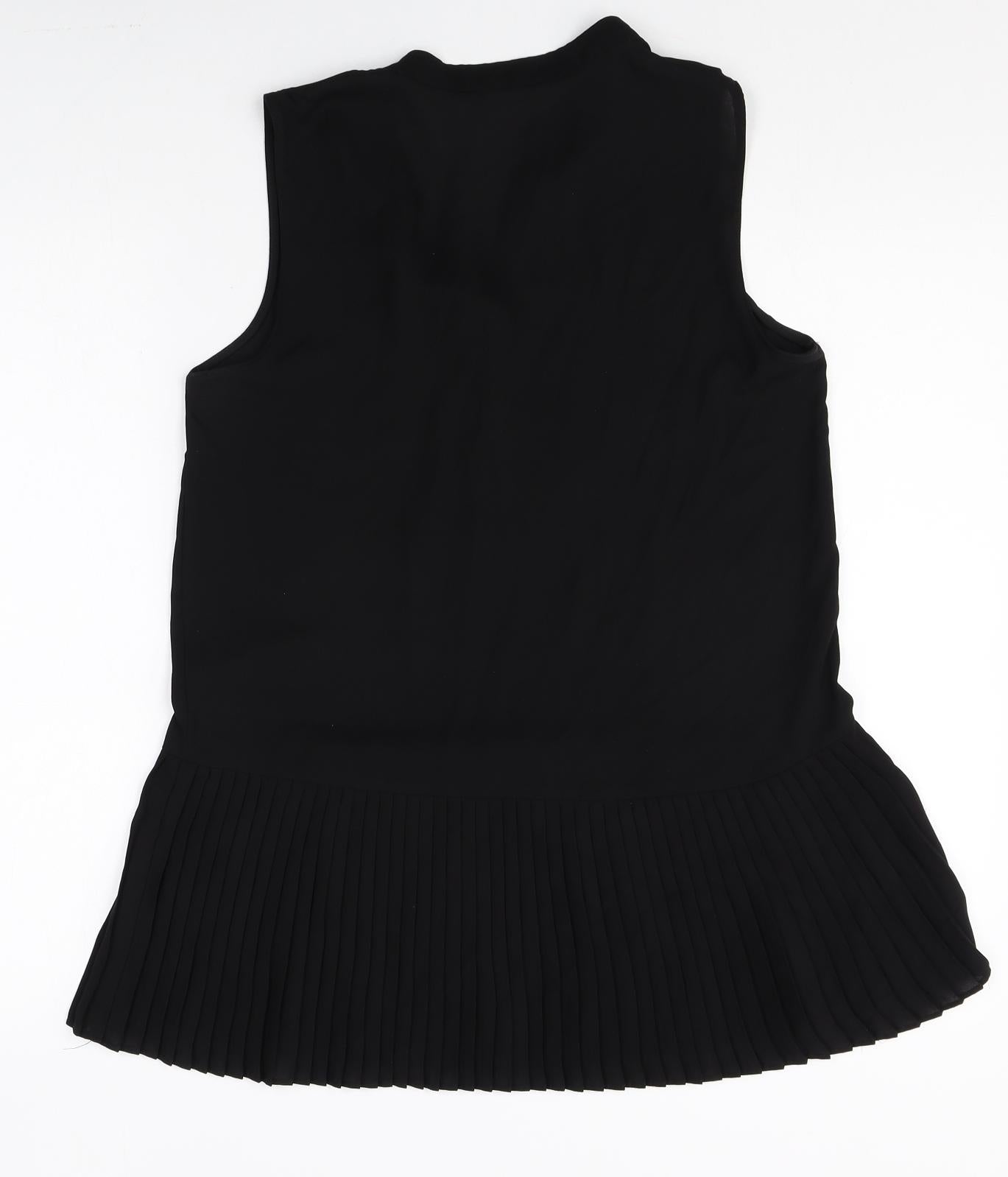 Papaya Womens Black Polyester Shift Size 8 V-Neck Button