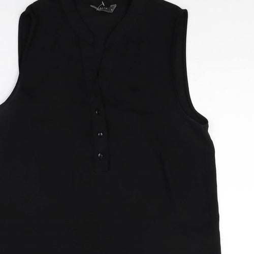 Papaya Womens Black Polyester Shift Size 8 V-Neck Button