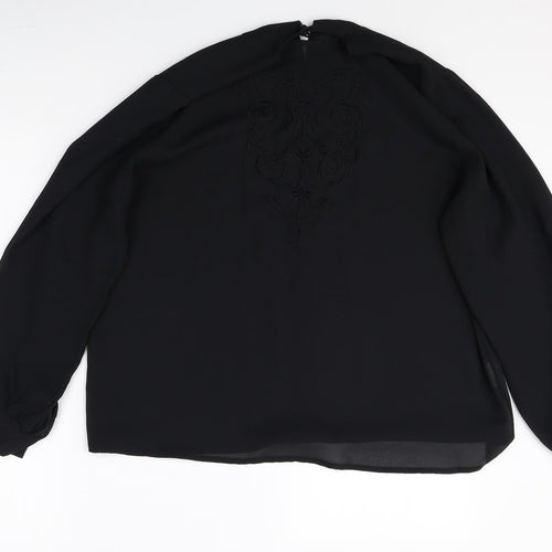 Preworn Womens Black Polyester Basic Blouse Size 18 Round Neck