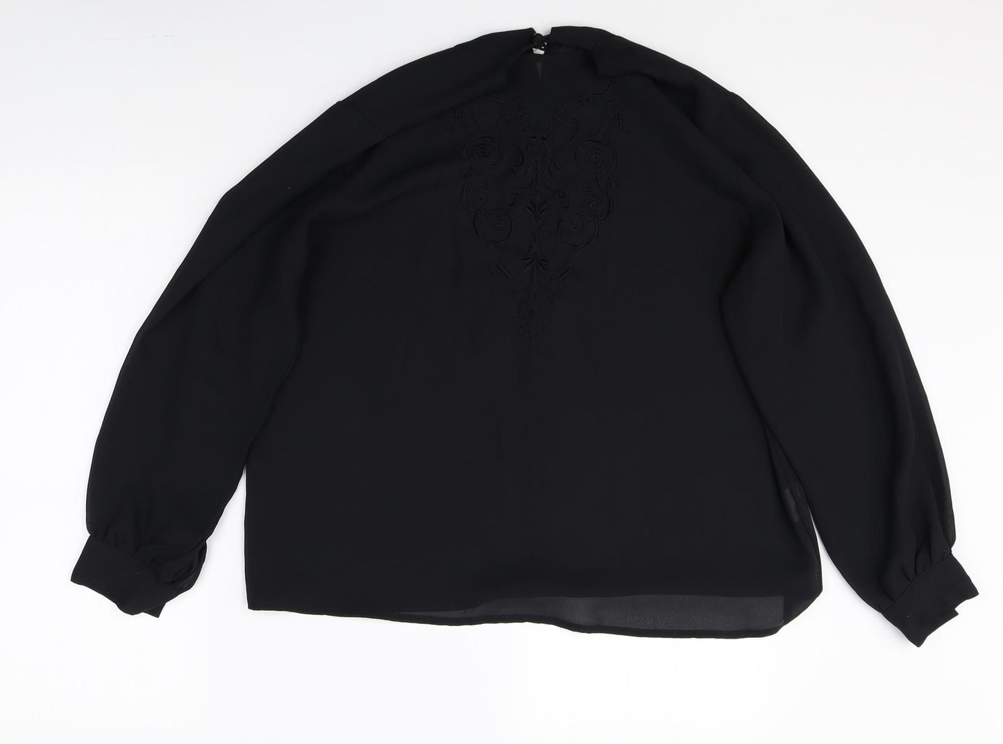 Preworn Womens Black Polyester Basic Blouse Size 18 Round Neck